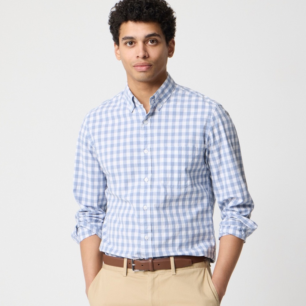 NWT J. Crew Factory Blue and White Checkered Casual Button Down Shirt